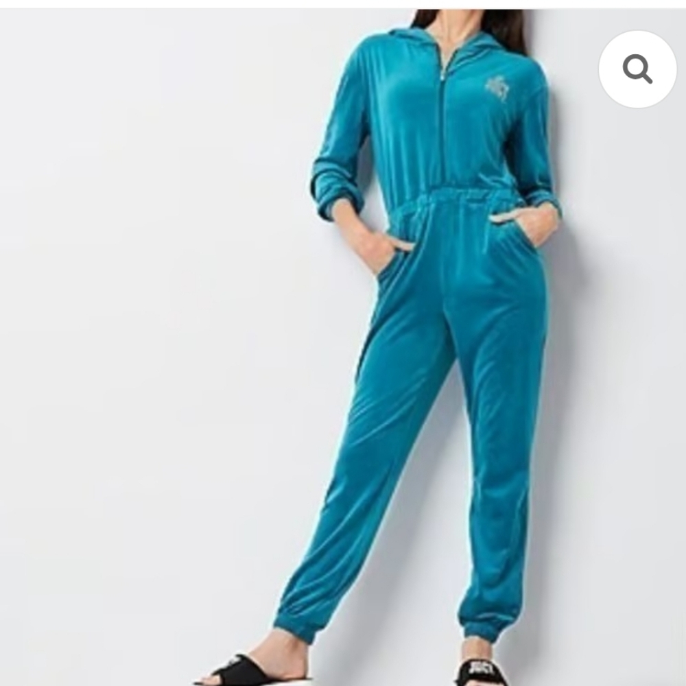 Juicy Couture Blue Velour Jumpsuit Size Small